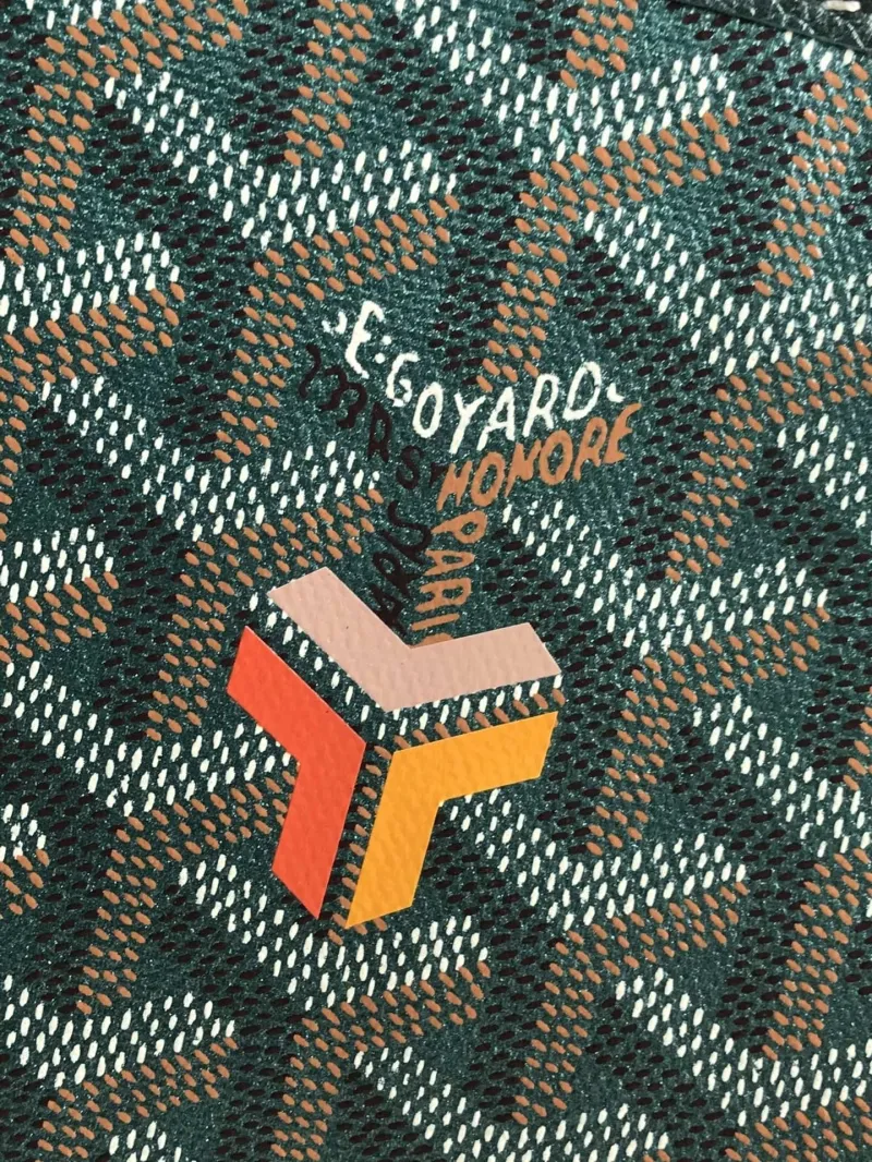 Goyard Dark Green Tote Bag With Attached Pouch - Image 5