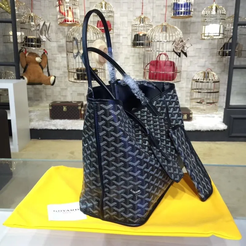 Alternative view of Goyard Navy Tote Shopping Bag with Pouch 362