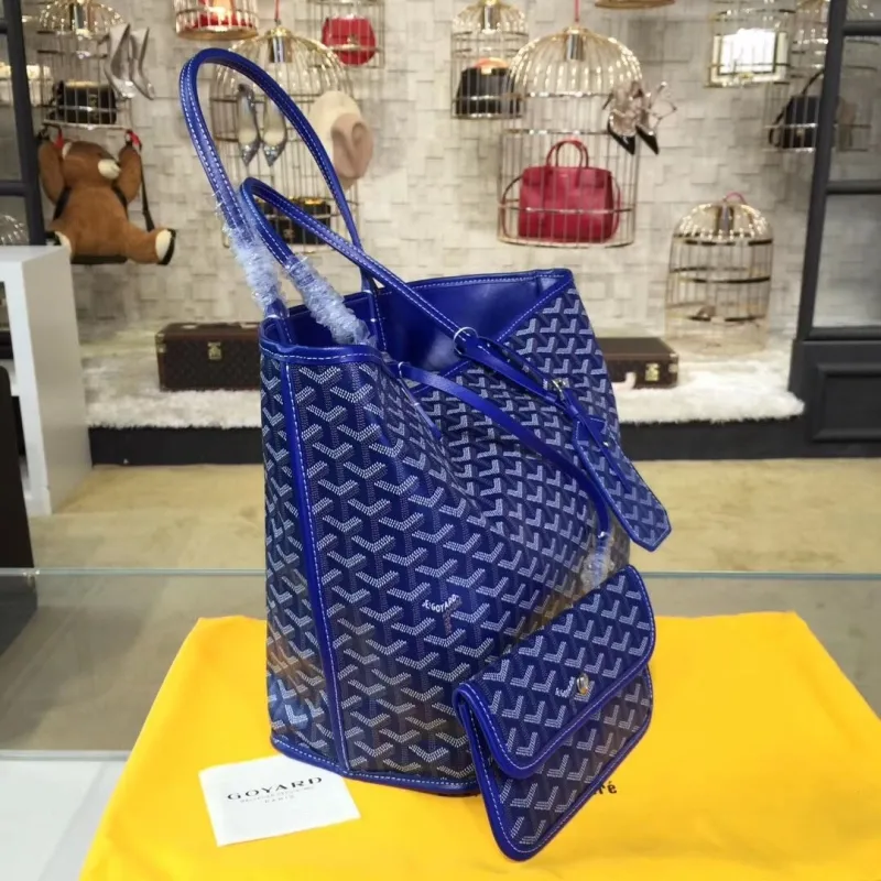 Alternative view of Goyard Blue Tote Bag with Pouch