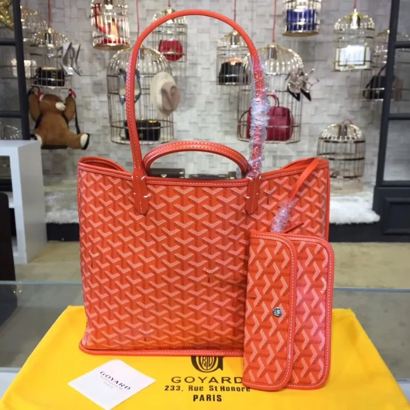 Goyard Orange Tote Bag with Pouch - Image 3