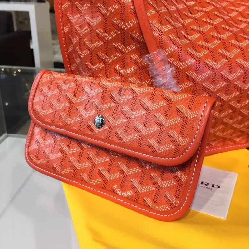 Goyard Orange Tote Bag with Pouch - Image 5