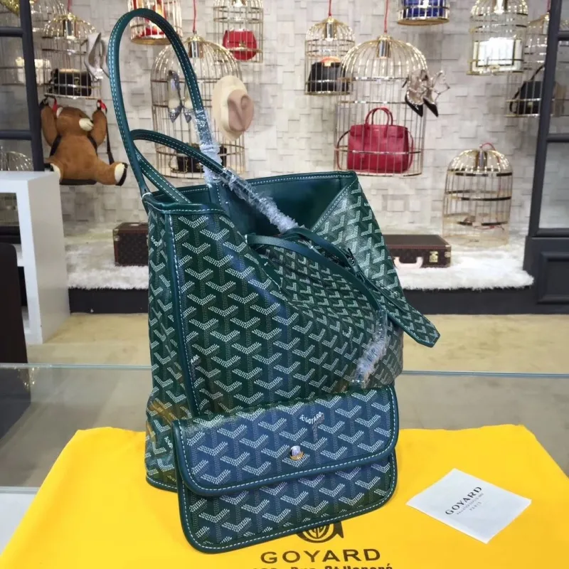 Alternative view of Goyard Green Tote Bag with Pouch