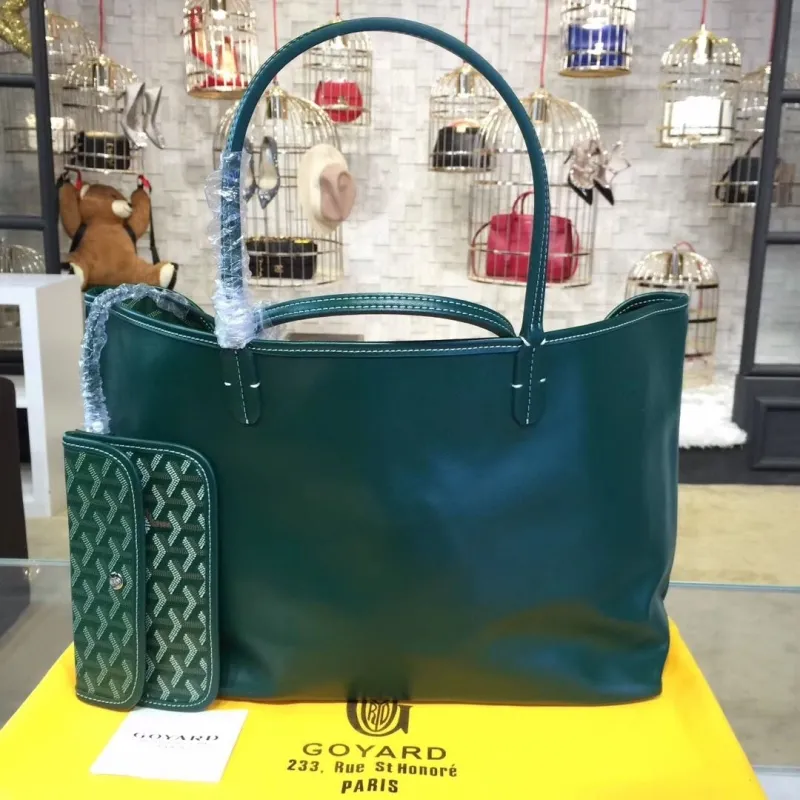 Goyard Green Tote Bag with Pouch - Image 6