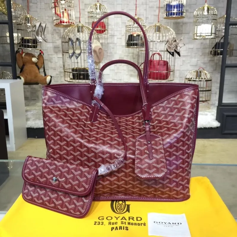 Goyard Burgundy Tote Bag with Pouch