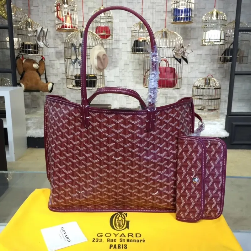 Alternative view of Goyard Burgundy Tote Bag with Pouch