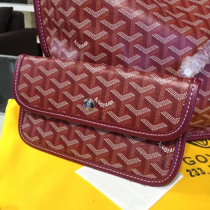 Goyard Burgundy Tote Bag with Pouch - Image 4