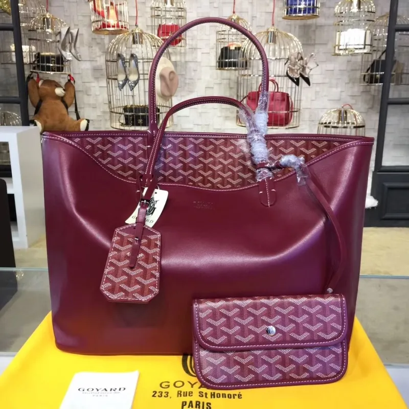 Goyard Burgundy Tote Bag with Pouch