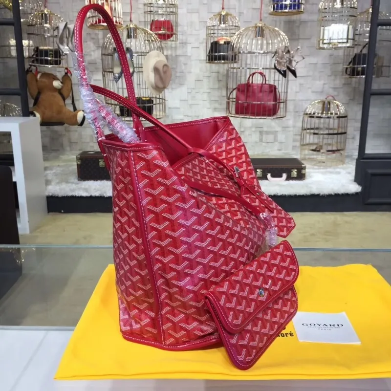 Alternative view of Goyard Red Tote Bag with Small Pouch