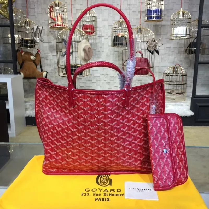 Goyard Red Tote Bag with Small Pouch - Image 3