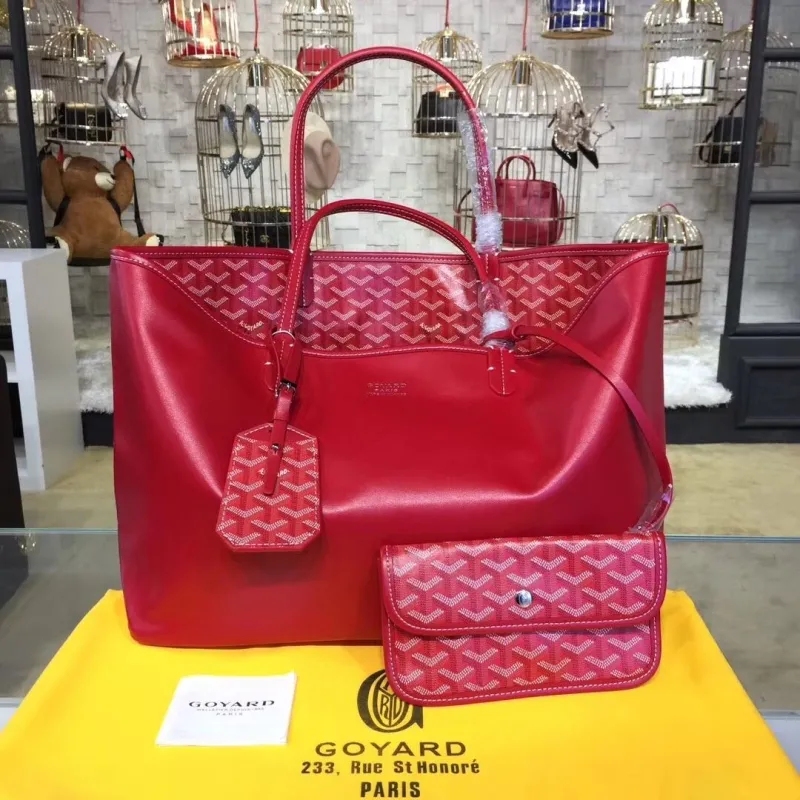 Goyard Red Tote Shopping Bag with Pouch
