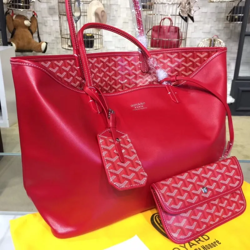 Goyard Red Tote Shopping Bag with Pouch - Image 5