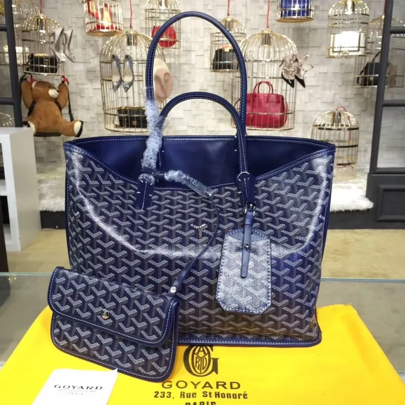 Goyard Navy Blue Tote Bag with Small Pouch