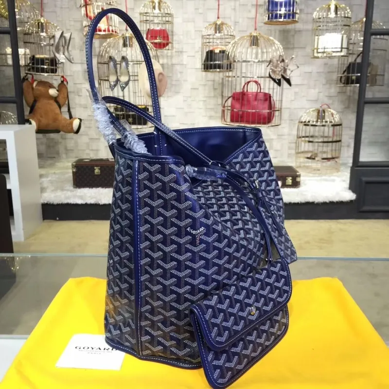 Alternative view of Goyard Navy Blue Tote Bag with Small Pouch