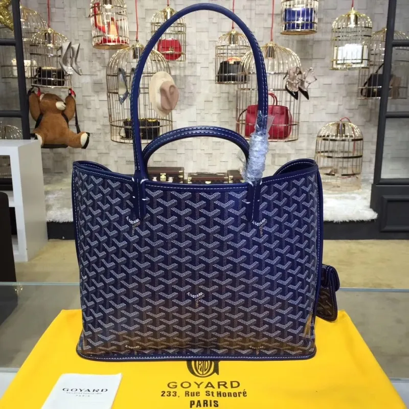 Goyard Navy Blue Tote Bag with Small Pouch - Image 3