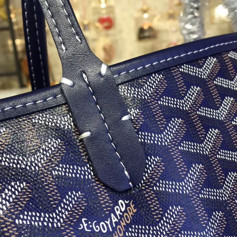 Goyard Navy Blue Tote Bag with Small Pouch - Image 6