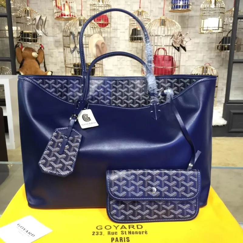 Goyard Blue Leather Shopping Tote Bag