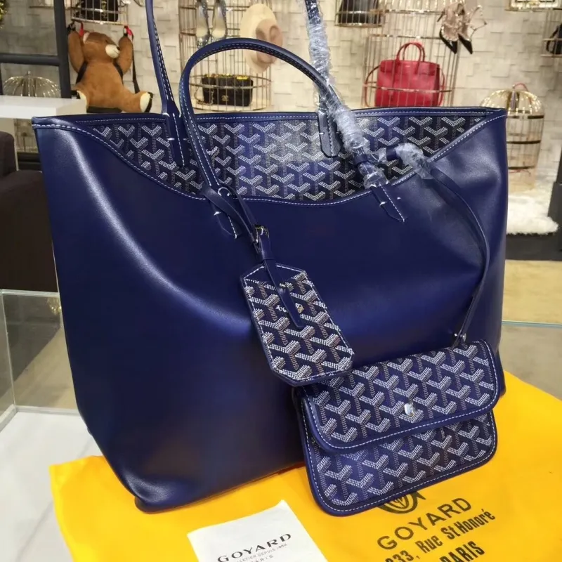 Goyard Blue Leather Shopping Tote Bag - Image 4