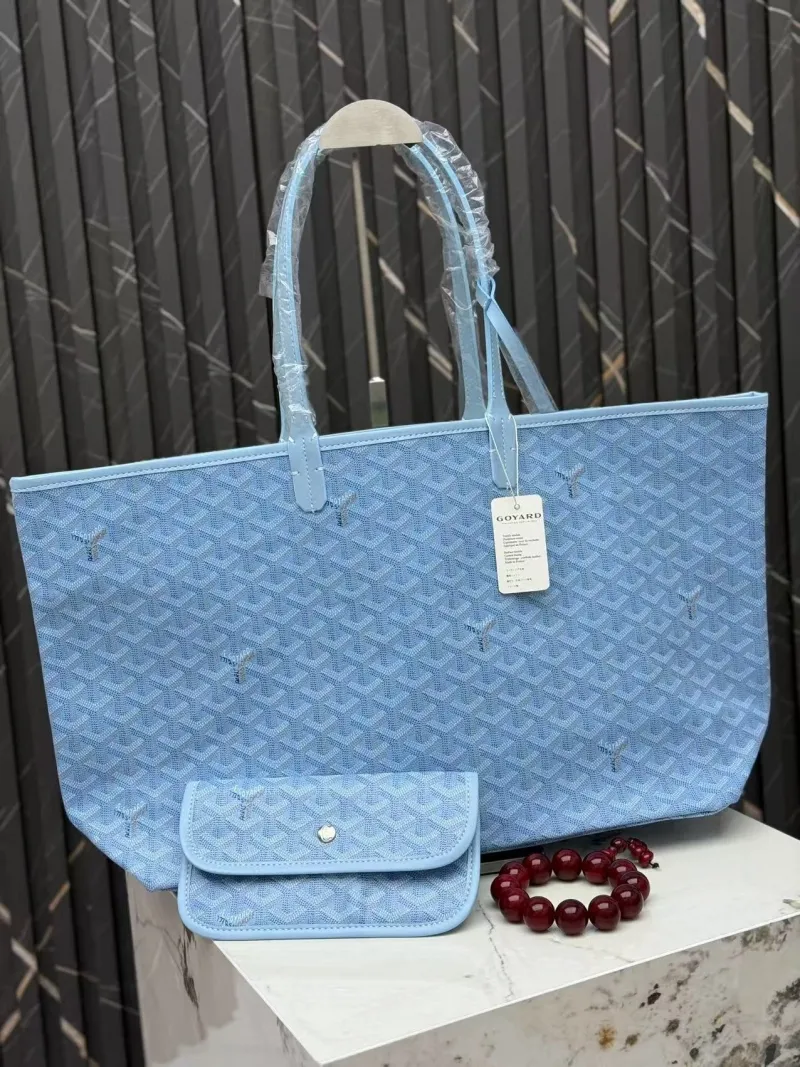 Goyard Light Blue Tote Bag with Small Pouch