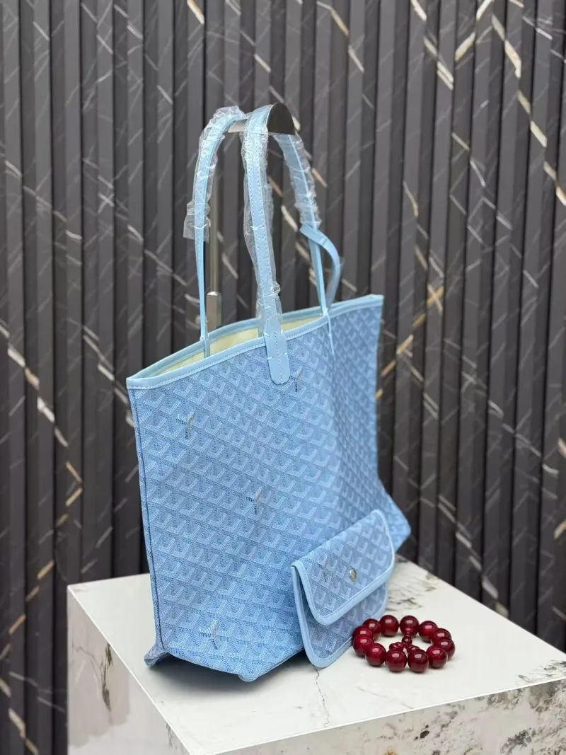 Goyard Light Blue Tote Bag with Small Pouch - Image 3