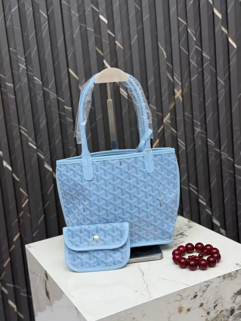Goyard Light Blue Small Tote Bag with Pouch