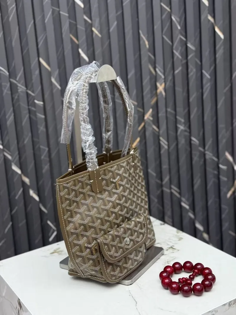 Goyard Brown Tote Bag with Small Pouch - Image 3