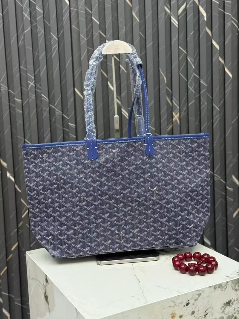Alternative view of Goyard Blue Tote Bag with Matching Pouch