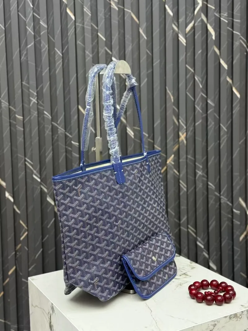 Goyard Blue Tote Bag with Matching Pouch - Image 3