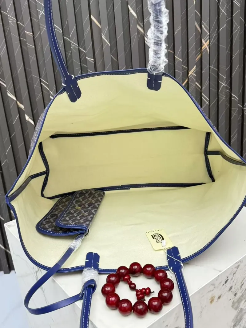 Goyard Blue Tote Bag with Matching Pouch - Image 4