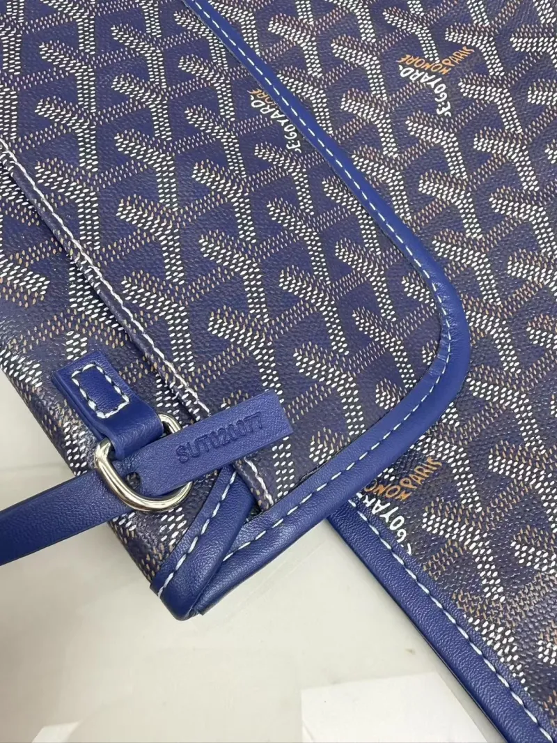 Goyard Blue Tote Bag with Matching Pouch - Image 5