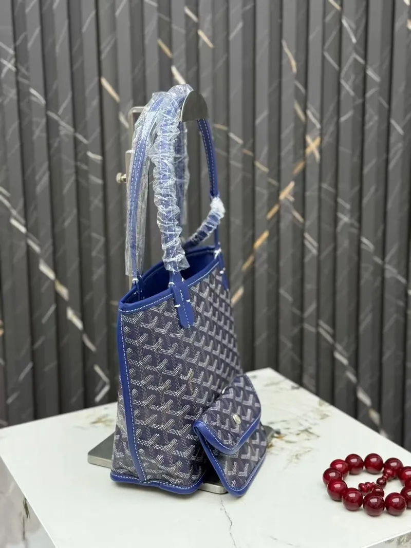 Goyard Blue Tote Bag with Small Pouch - Image 3