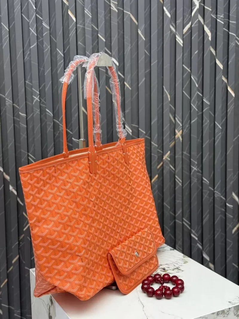 Goyard Orange Tote Bag with Small Pouch - Image 3