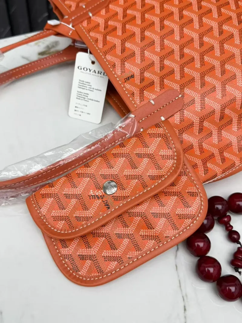 Goyard Orange Tote Bag with Pouch 401 - Image 6