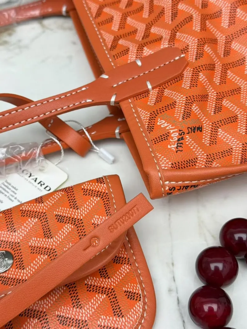 Goyard Orange Tote Bag with Pouch 401 - Image 9