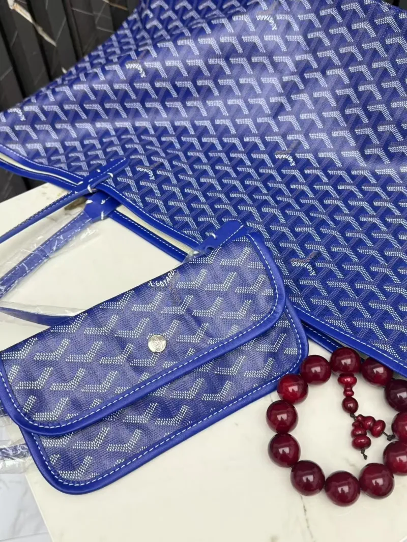 Goyard Blue Tote Bag with Pouch 405 - Image 5