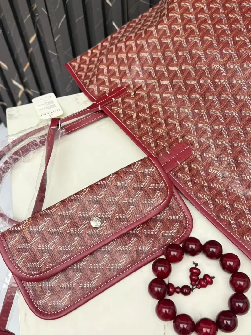 Goyard Red Tote Bag With Pouch SKU 409 - Image 6