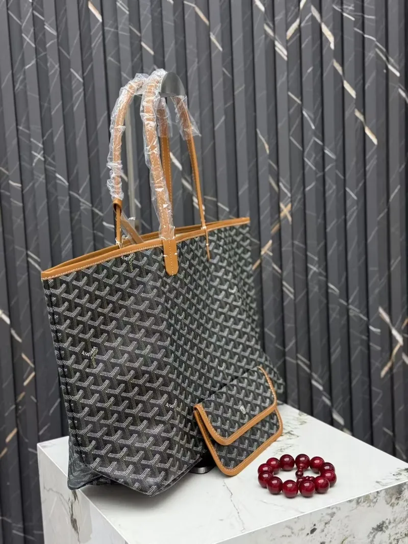 Goyard Dark Gray Tote Bag with Pouch SKU 416 - Image 3