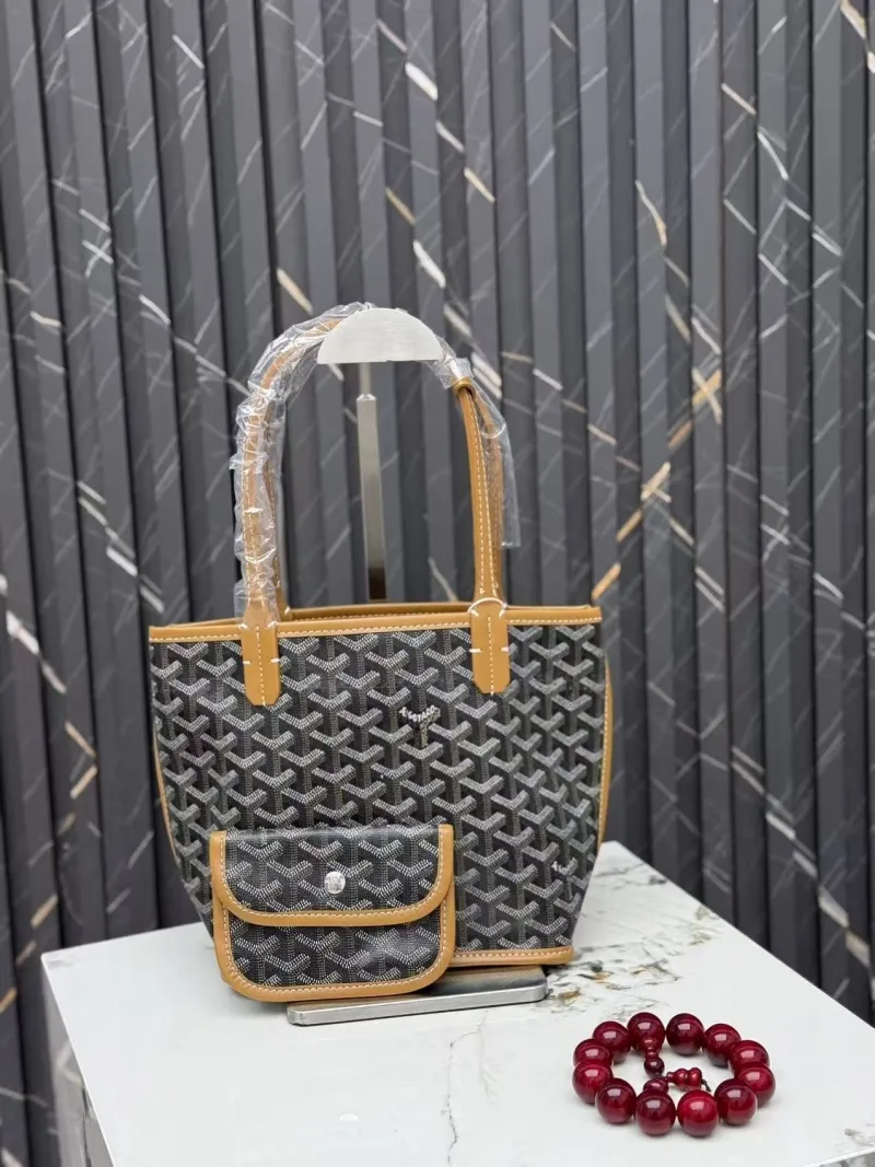 Goyard Black Tan Tote Bag with Pouch SKU 418