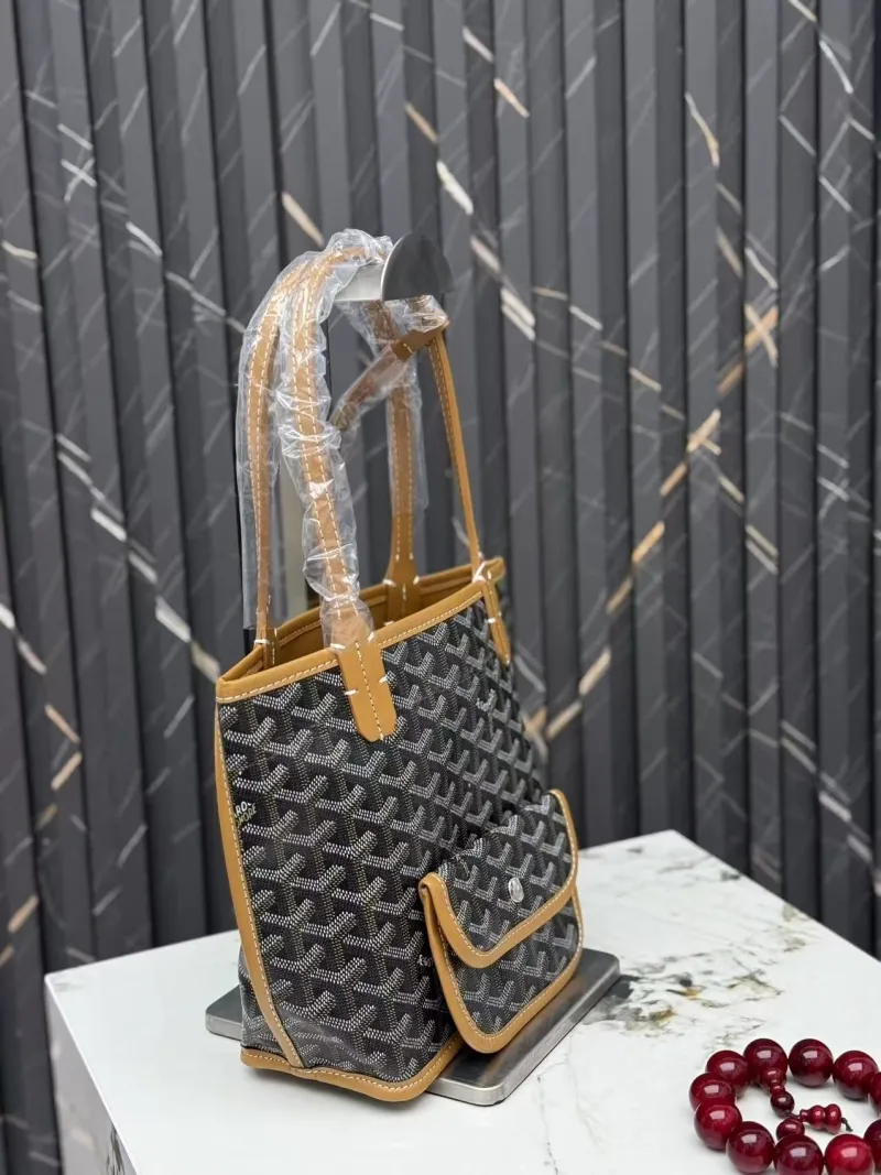 Goyard Black Tan Tote Bag with Pouch SKU 418 - Image 3