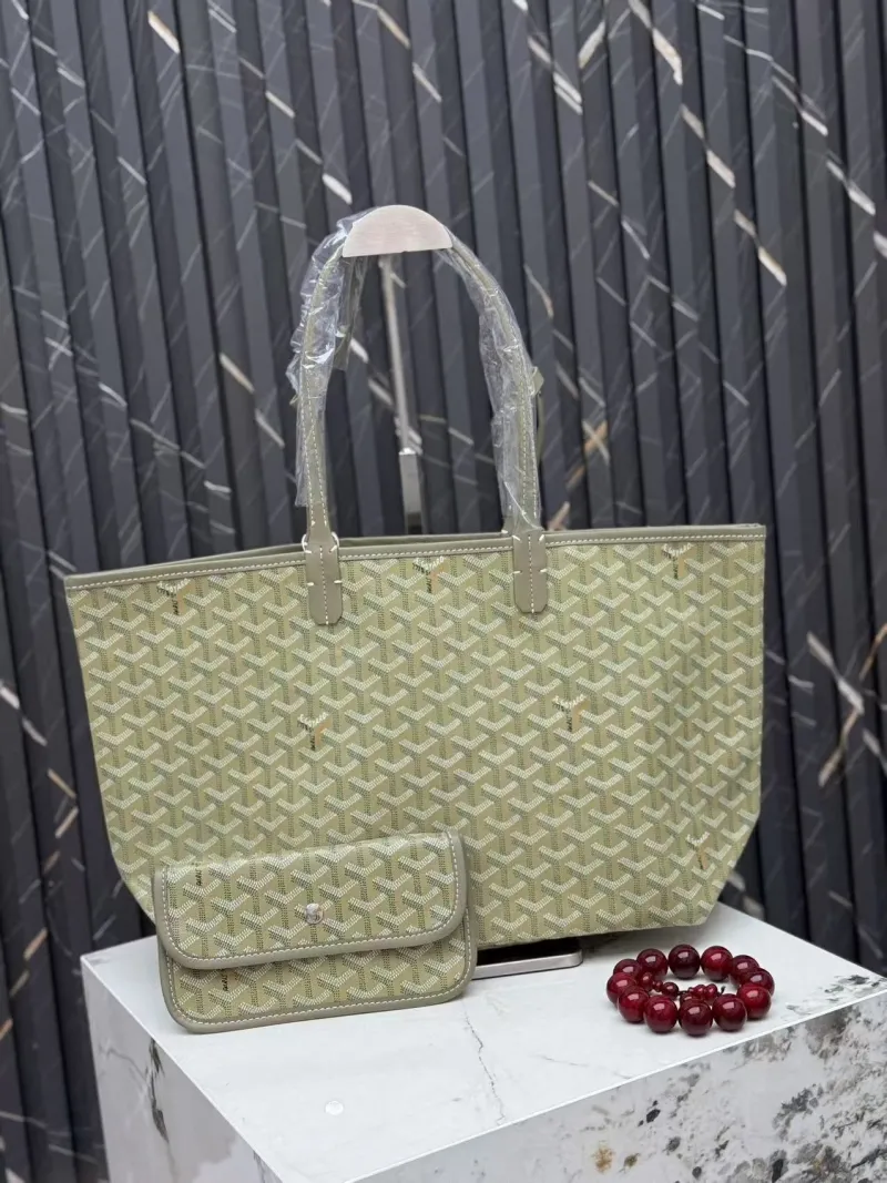 Goyard Light Green Tote Bag with Attached Pouch