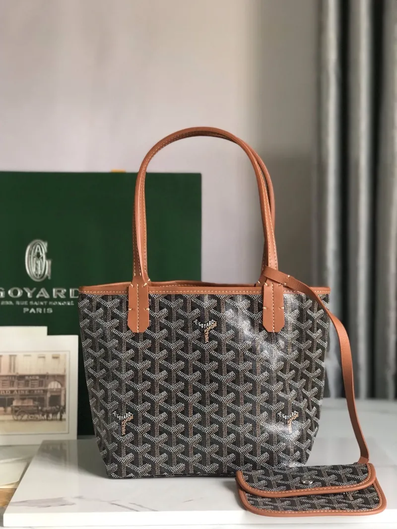 Goyard Black Tan Tote Bag with Pouch 427