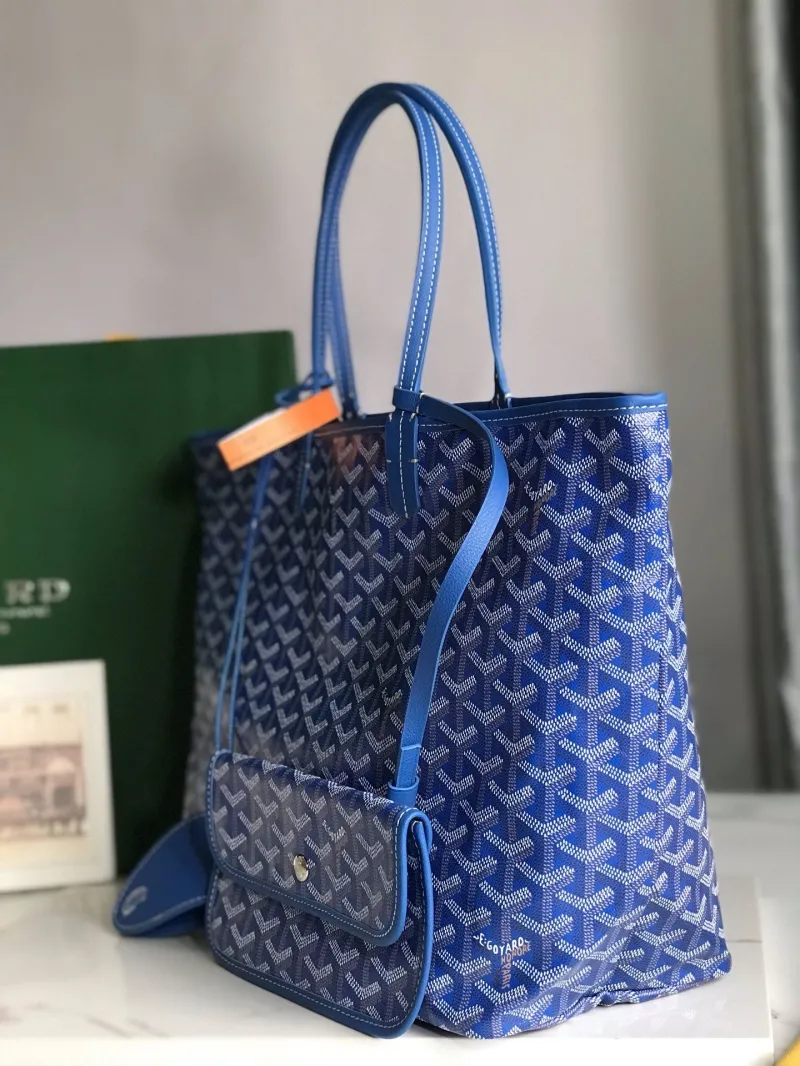 Alternative view of Goyard Blue Tote Bag with Pouch 436