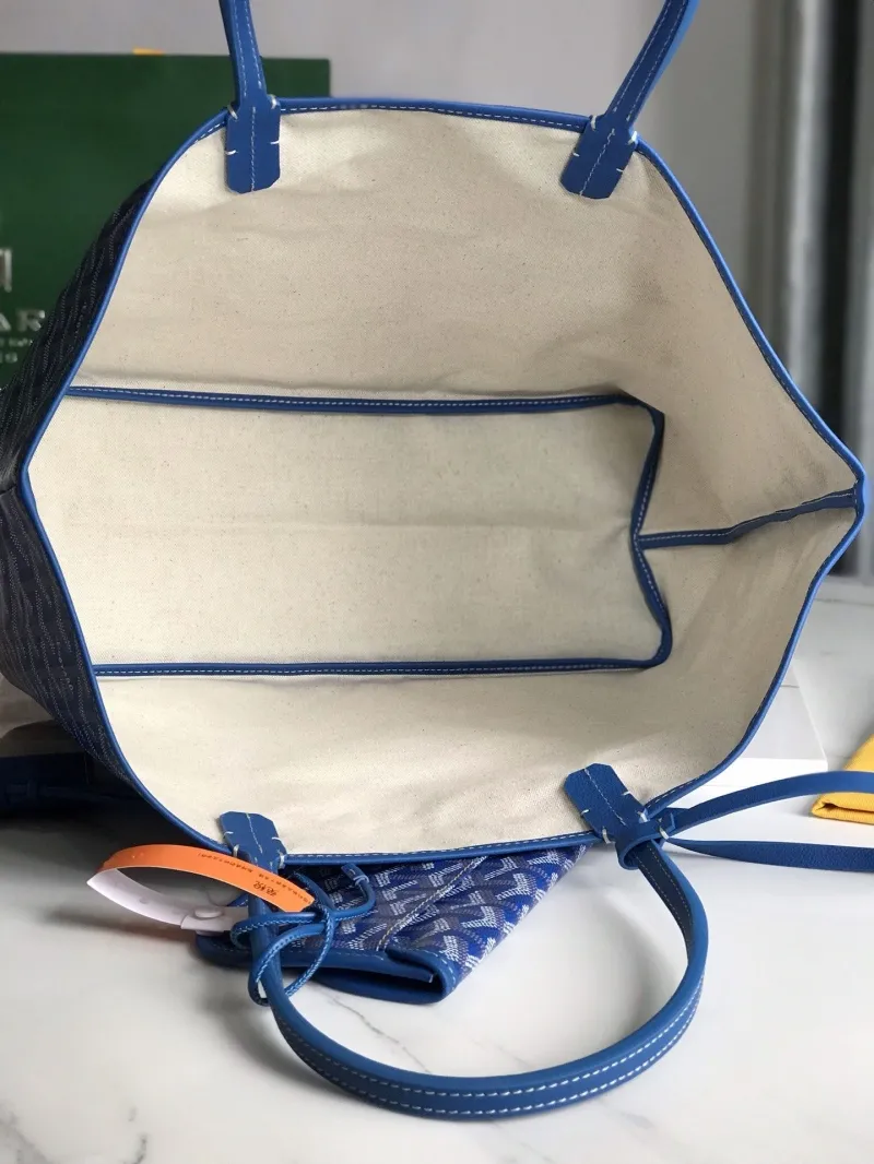 Goyard Blue Tote Bag with Pouch 436 - Image 7