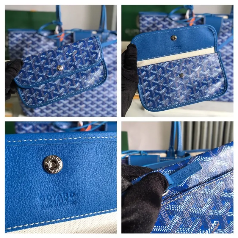 Goyard Blue Tote Bag with Pouch 436 - Image 9