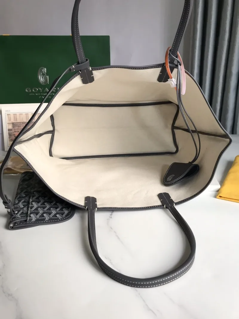 Goyard Gray Tote Bag with Pouch - Image 8