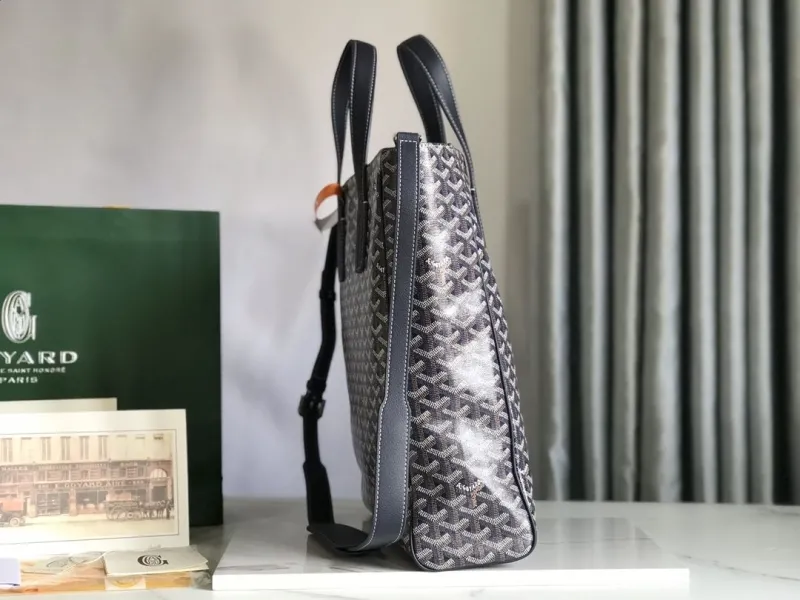 Goyard Dark Gray Tote Shopping Bag - Image 3