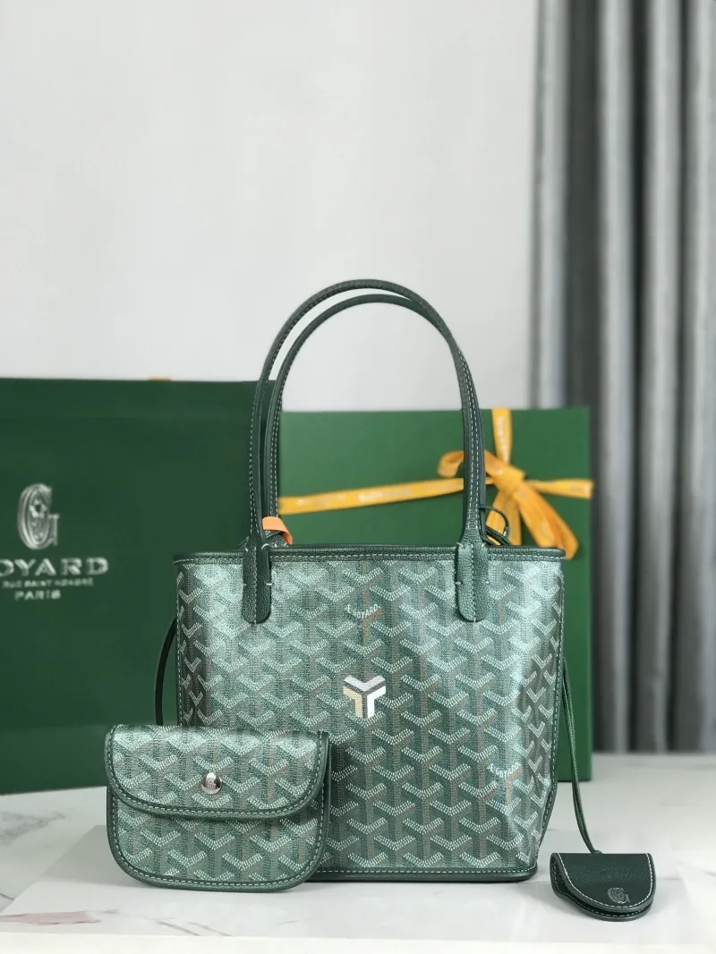 Goyard Dark Green Mini Tote Bag with Pouch