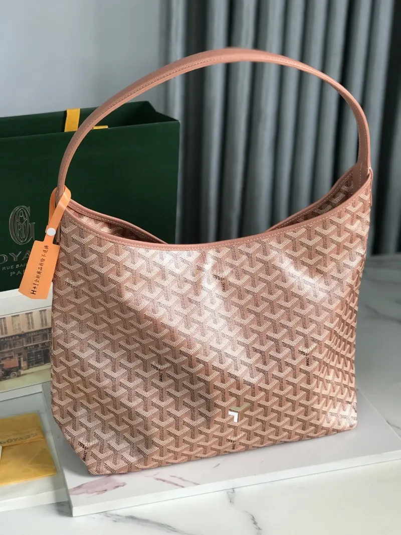 Goyard Rose Pink Hobo Shoulder Bag With Pouch - Image 9