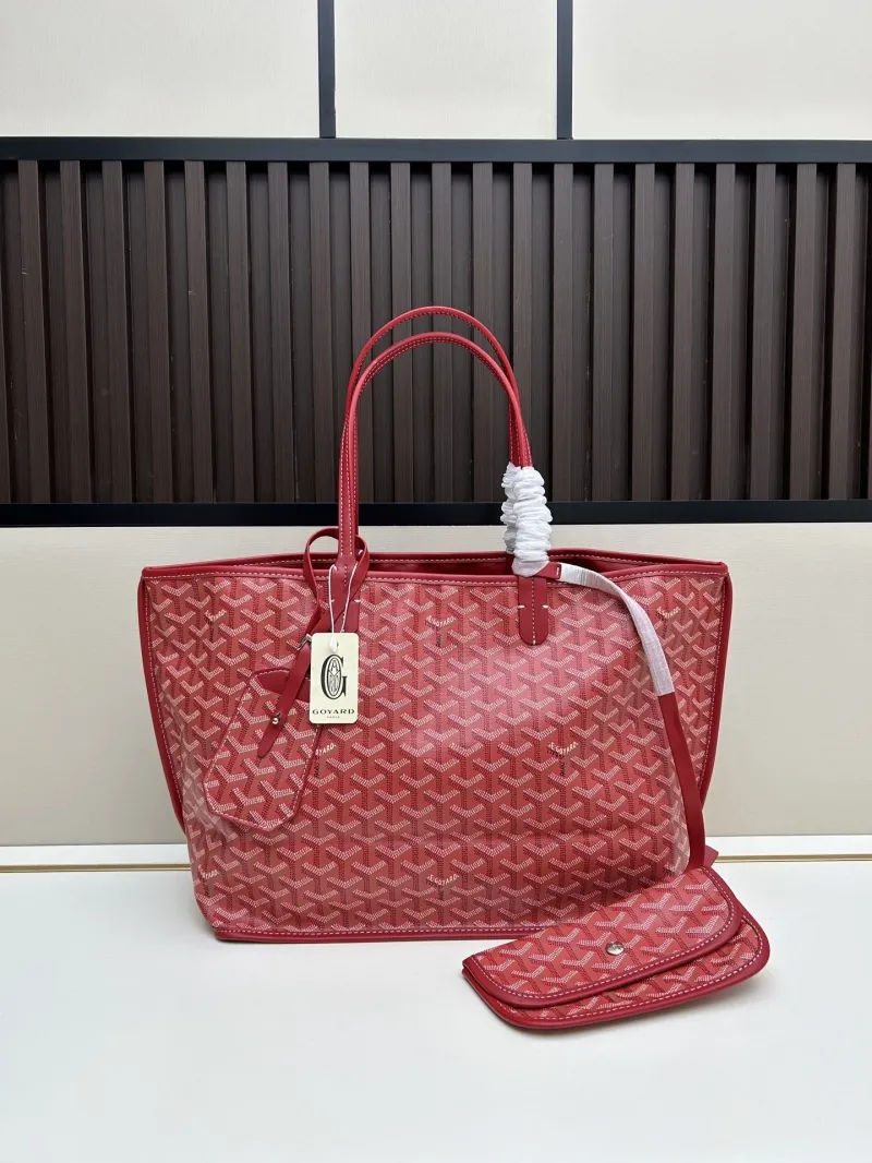 Goyard Red Shopping Tote Bag with Pouch