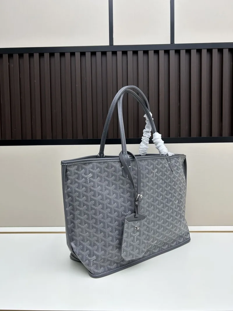 Alternative view of Goyard Gray Tote Shopping Bag with Pouch