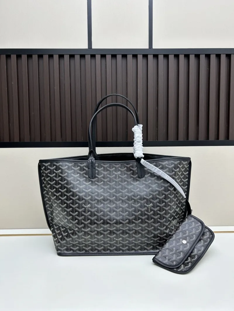Goyard Black Monogram Tote Bag with Pouch